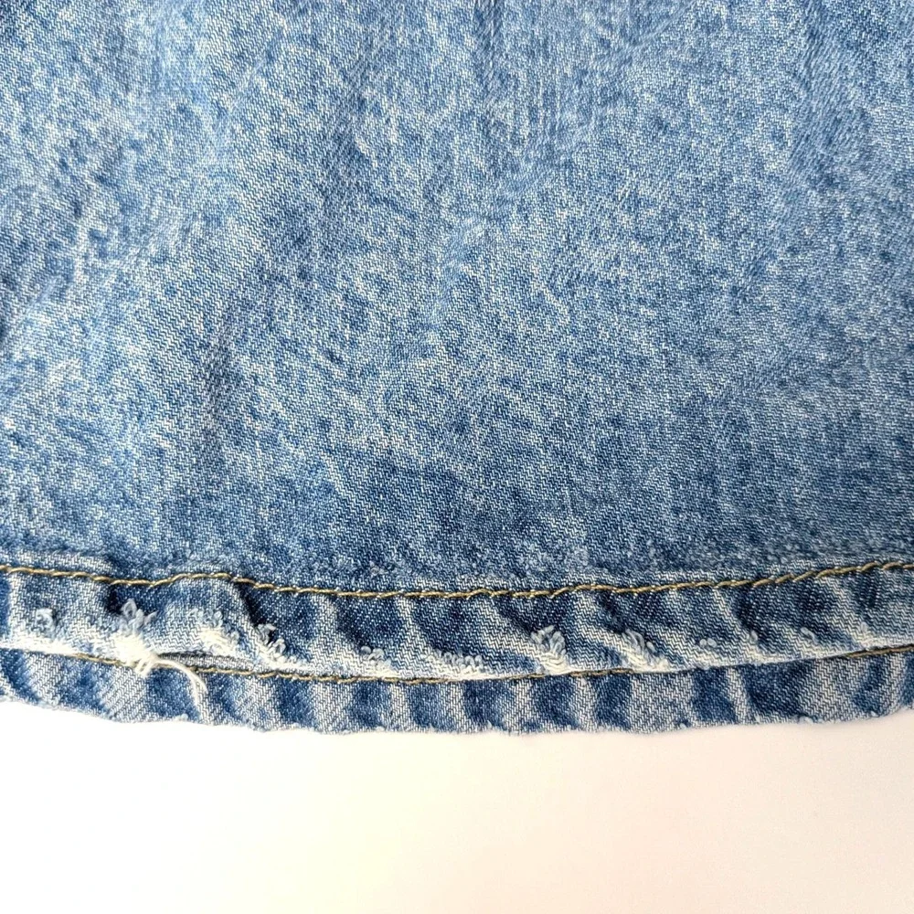 Free People‎ West Is West Denim Mini Skirt Blue Acid Wash 100% Lyocell Size 6